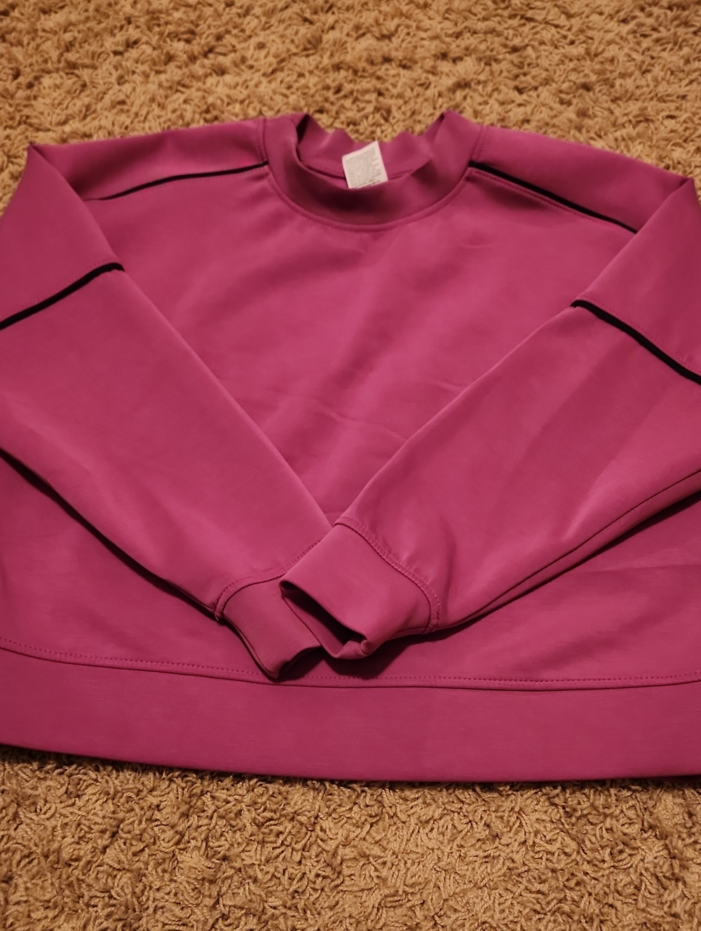 All in Motion Magenta Crewneck Crop Sweatshirt with Contrast Piping Womans XS